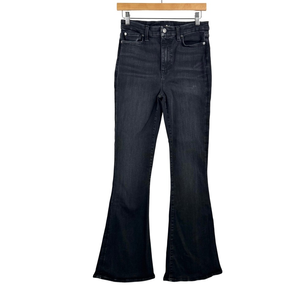 7 For All Mankind Skinny Boot 28 Black tailorless Jeans High Rise Stretch